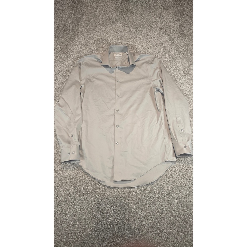 Calvin Klein Infinite Wrinkle Free Slim Fit Stretch Shirt Gray 15.5 32/33 M